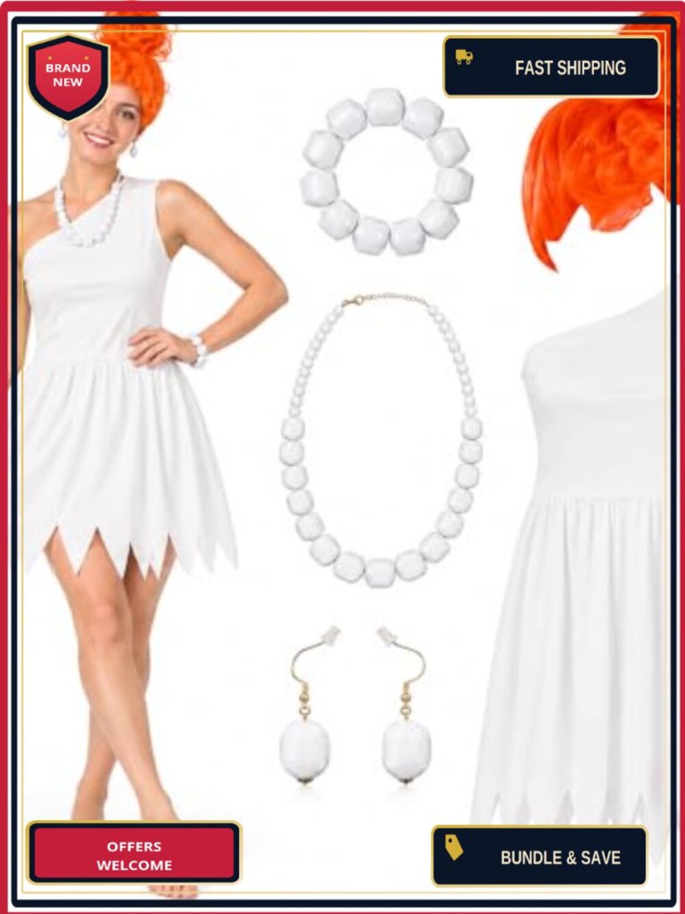 Caveman Costume Set One Shoulder Dress Polyester Spandex Halloween Cosplay